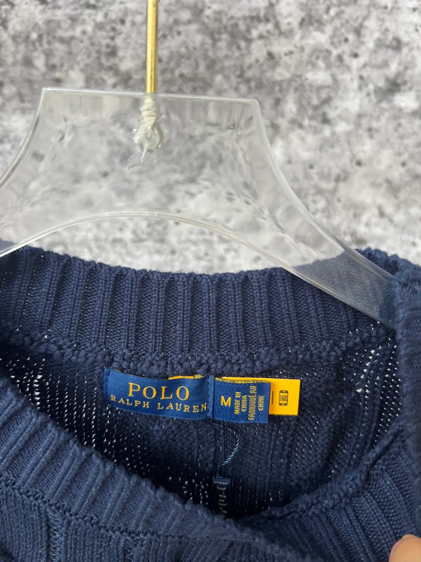 P230 Ralph Lauren men's and women's round neck rubberized sweater, made of the same pure cotton washed fabric as the original, no difference in craftsmanship details, original pony embroidery on the chest, restored one to one